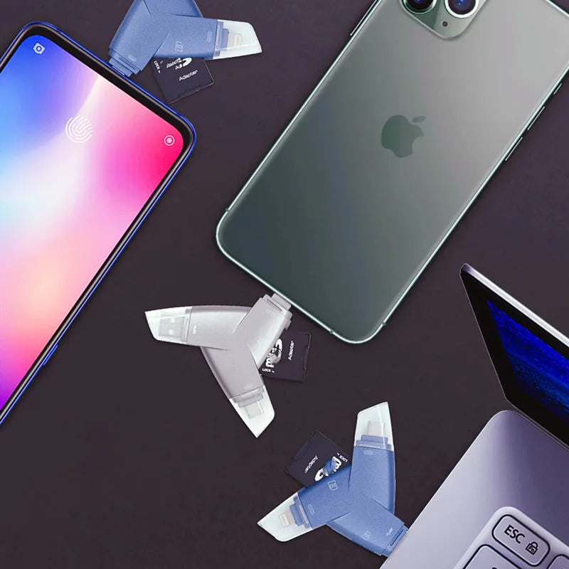 Mini SD TF Kartenleser OTG Lightning Typ-C Adapter