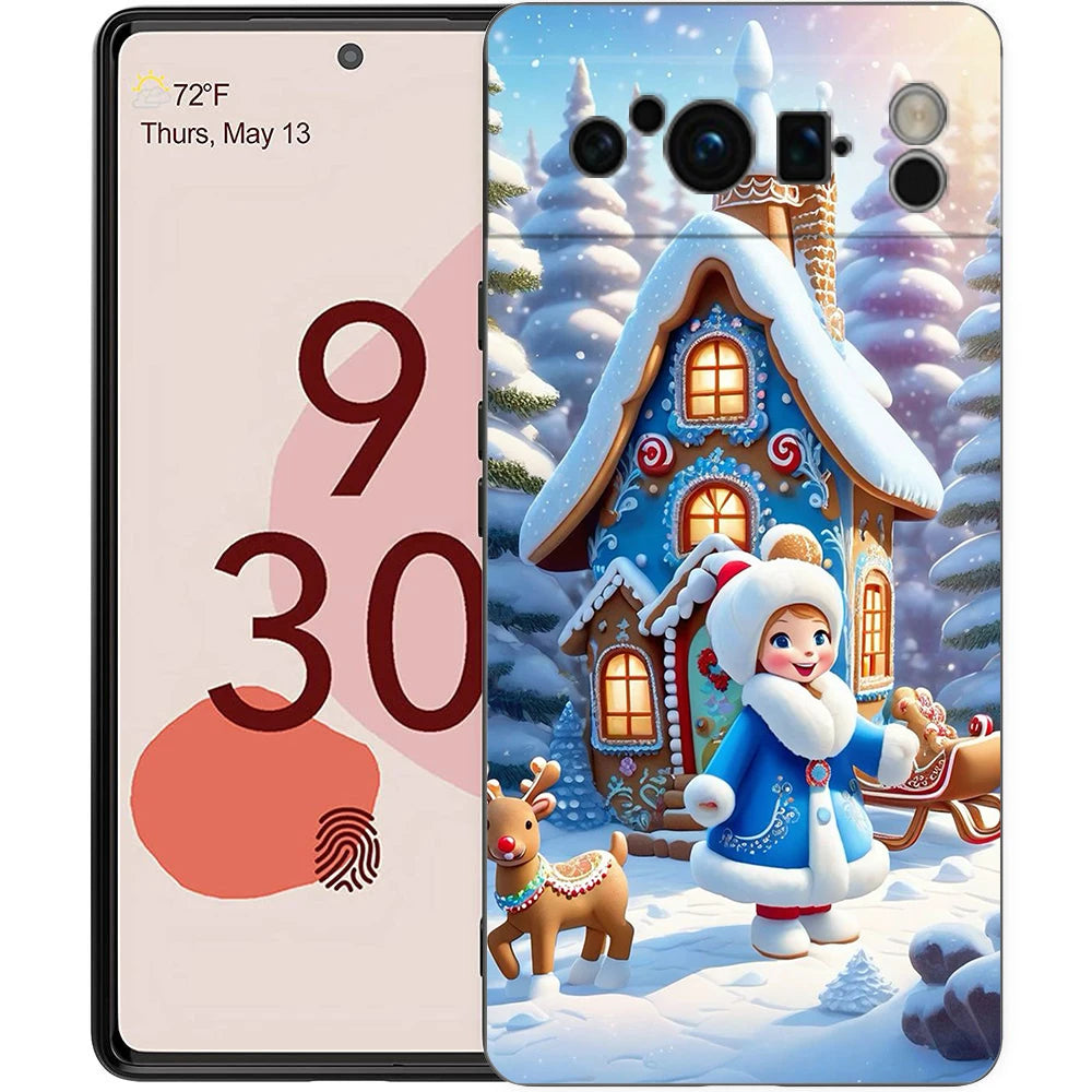 Pixel 9 8 Hülle Cartoon Silikon TPU Halbgewickelt Weihnachten Case