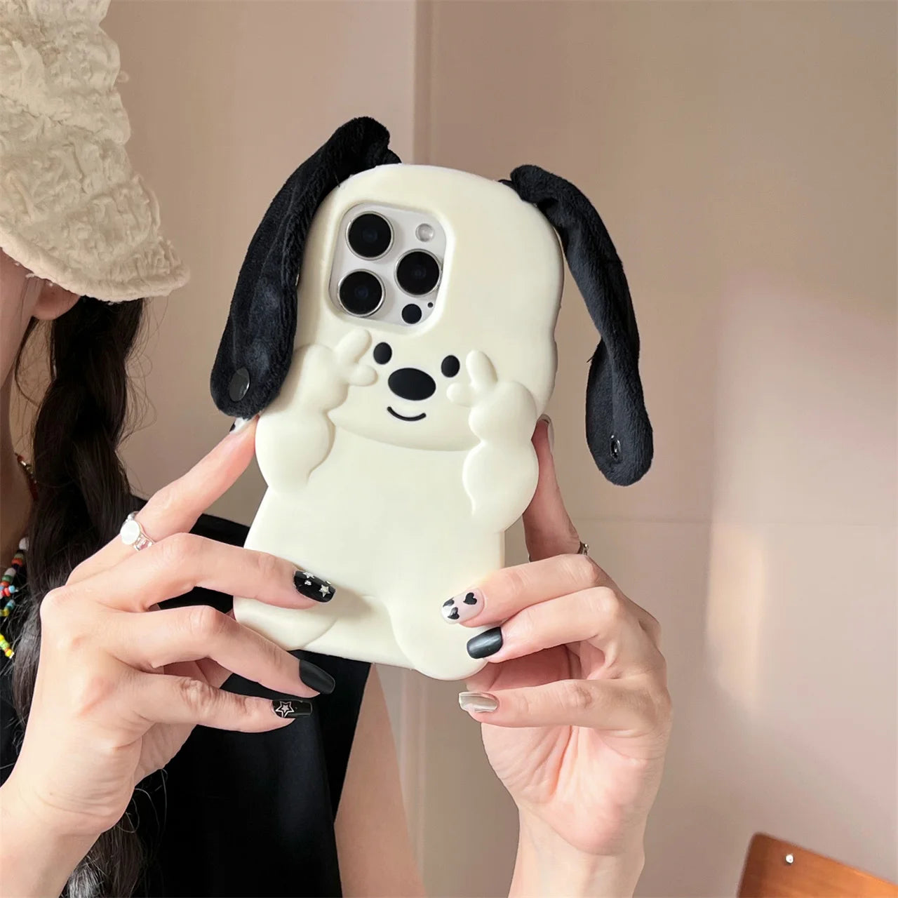 Lustige 3D Hund Handyhülle mit Ohren für iPhone