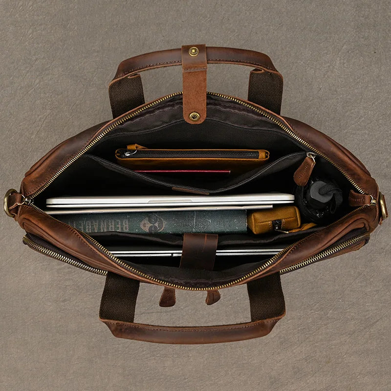 Crazy Horse Leder Aktentasche 16 Zoll