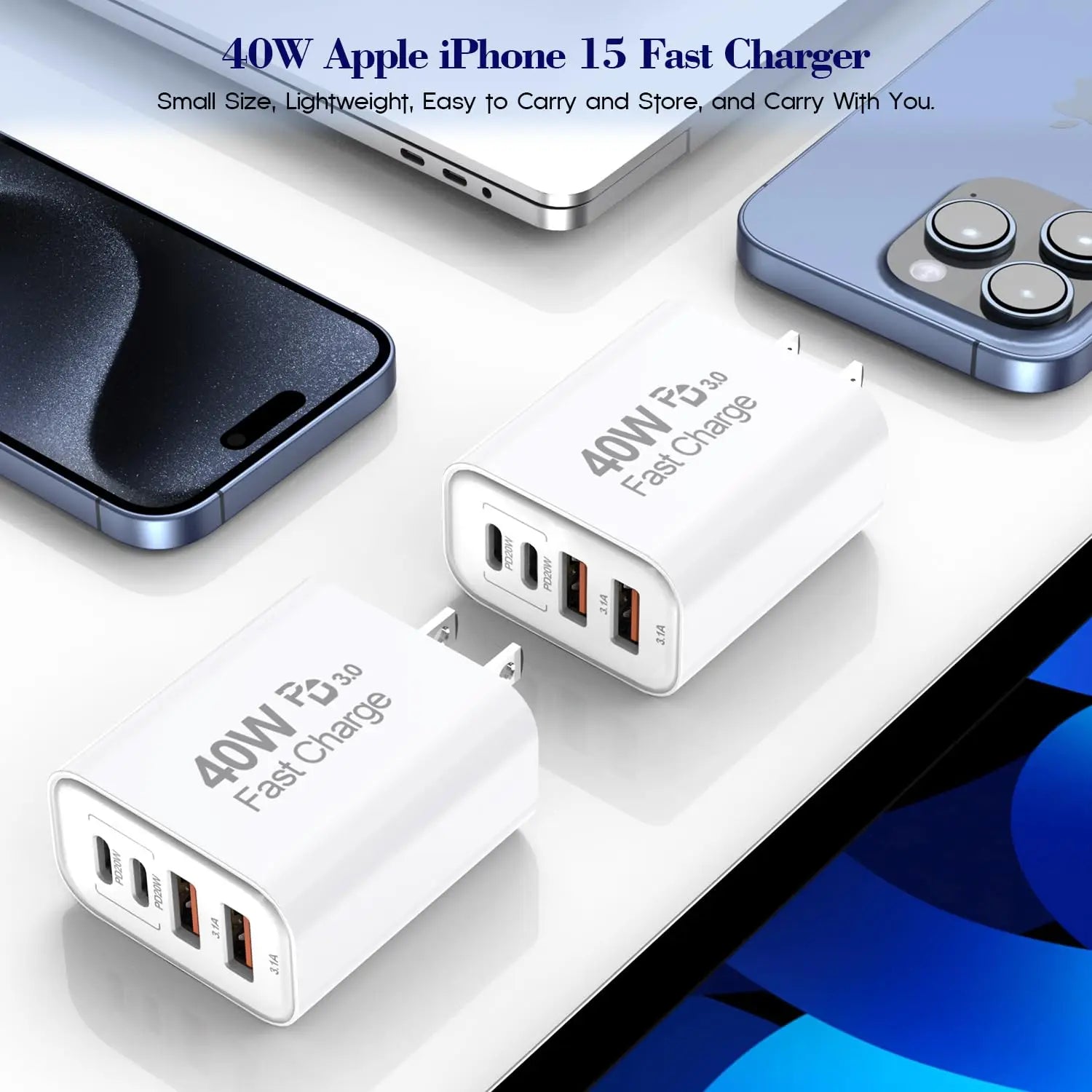 40W 4-Port USB Schnellladegerät Wandadapter