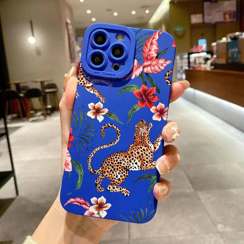 Floral Leopard Silicone Case iPhone