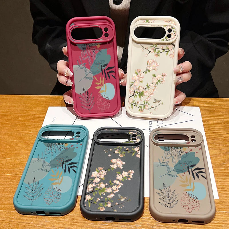 Blumen Silikonhülle für Google Pixel 9 Pro, Stoßfest