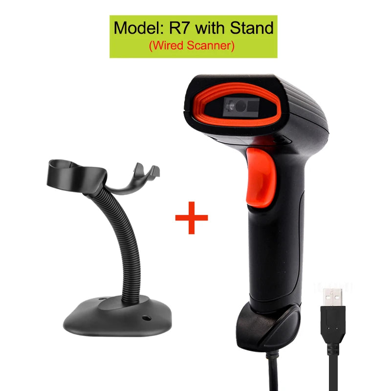 Wired 1D-2D scanner with stand, Bluetooth