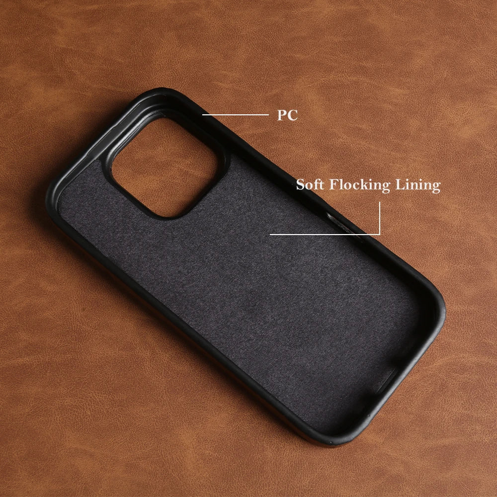 Luxus Lederhülle iPhone 17–15 Pro Max Stoßfest