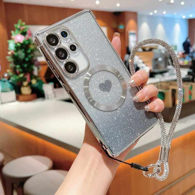 Glitzer Gradient Handgelenk Hülle für Samsung S25