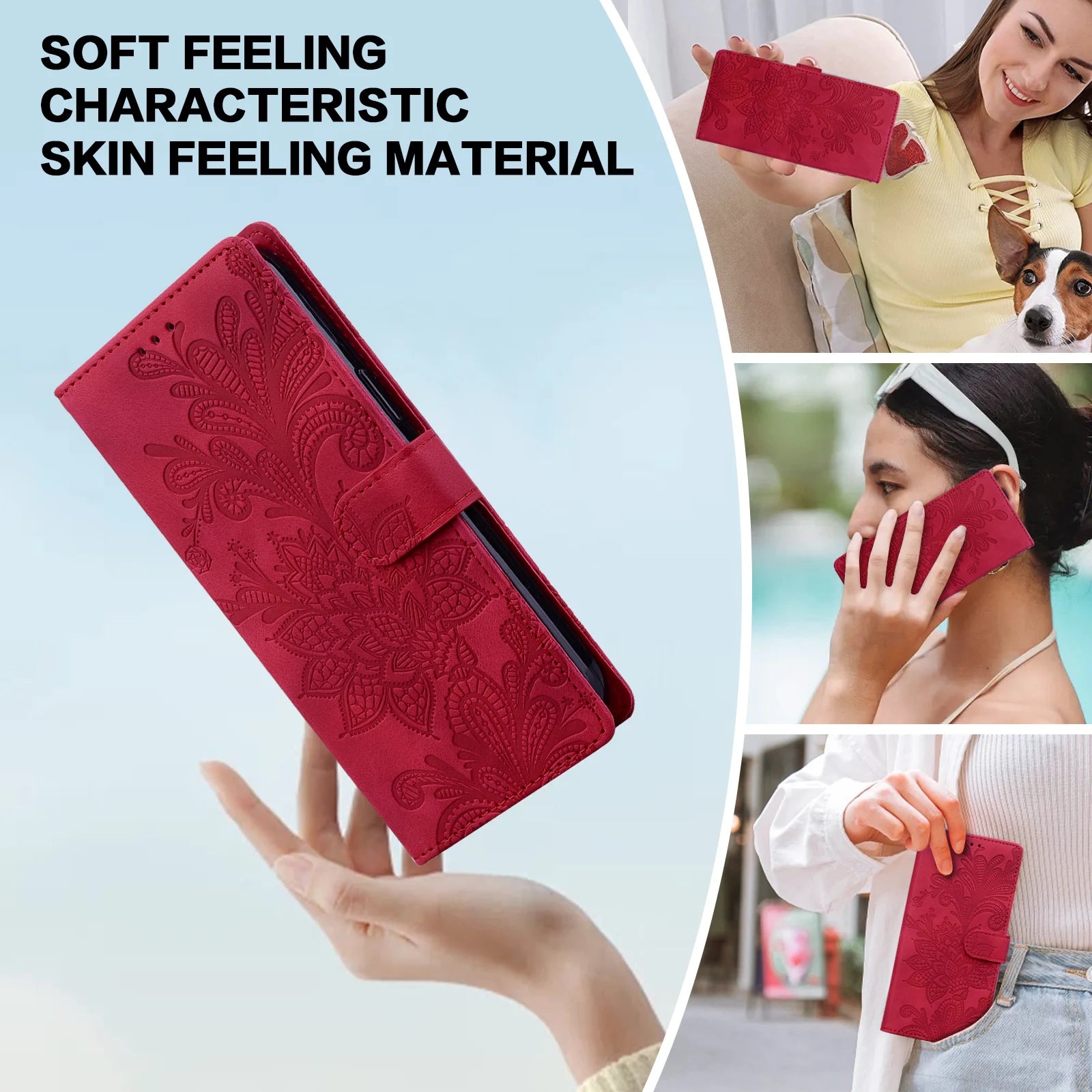 Präge Leder Flip Hülle für Xiaomi Poco