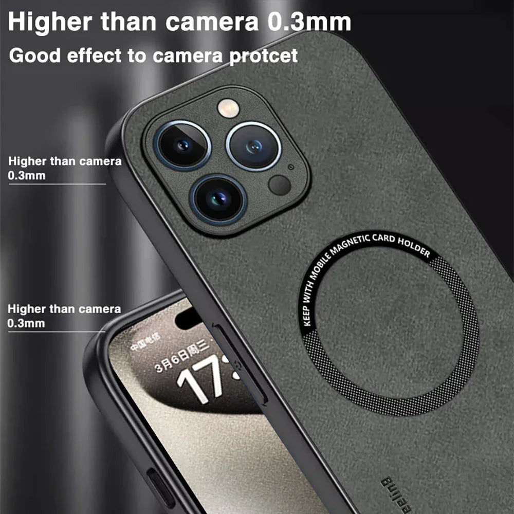 Magsafe Luxus Leder Stoßfeste Hülle für iPhone 11–16 Pro Max