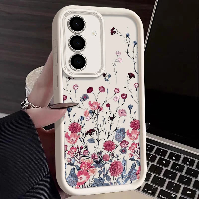 Elegante rote Blumenhülle für Samsung Galaxy & A-Serie