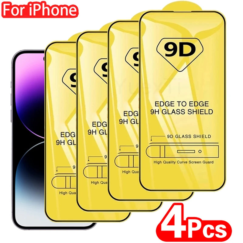 2/4 Stück 9D iPhone Schutzglas