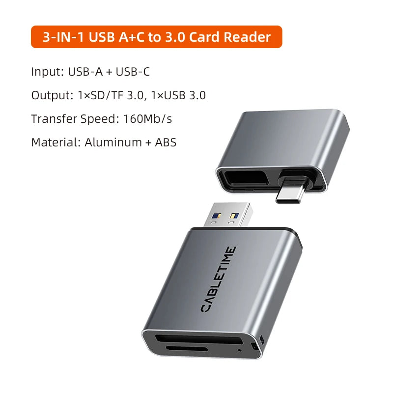 3-in-1 USB Kartenleser für iPhone iPad USB A C