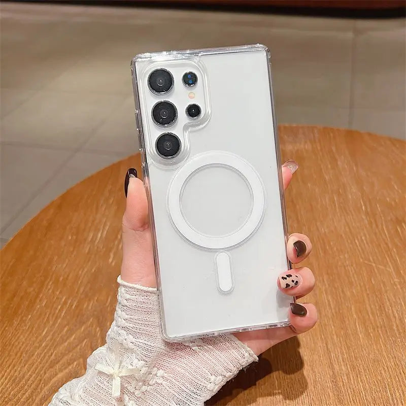 Transparente Magnethülle für Samsung S25 FE Stoßfest