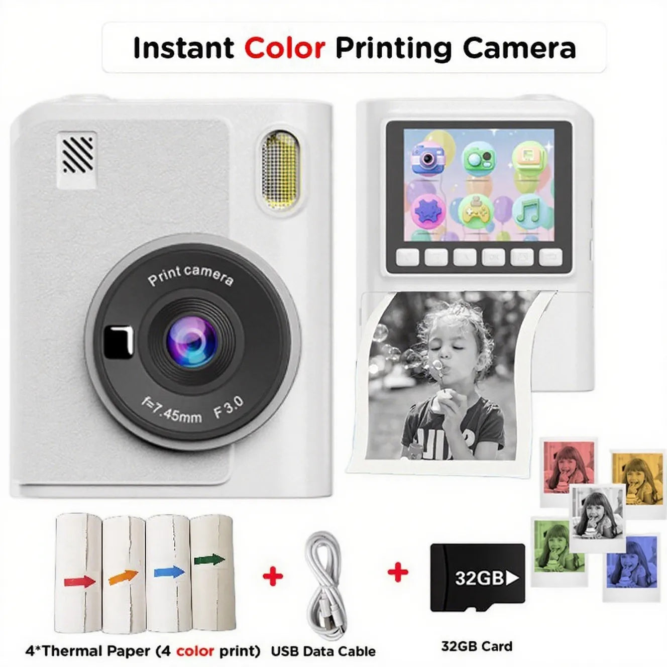 Kinder-Sofortdruckkamera mit Farbfilter und Spaß