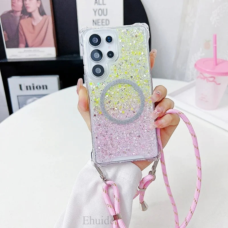 Glitzer Hülle mit Magnetband für Samsung S25 Ultra