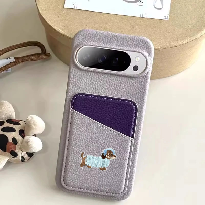 Leder Wallet Hülle mit Kartenfach für Google Pixel 10