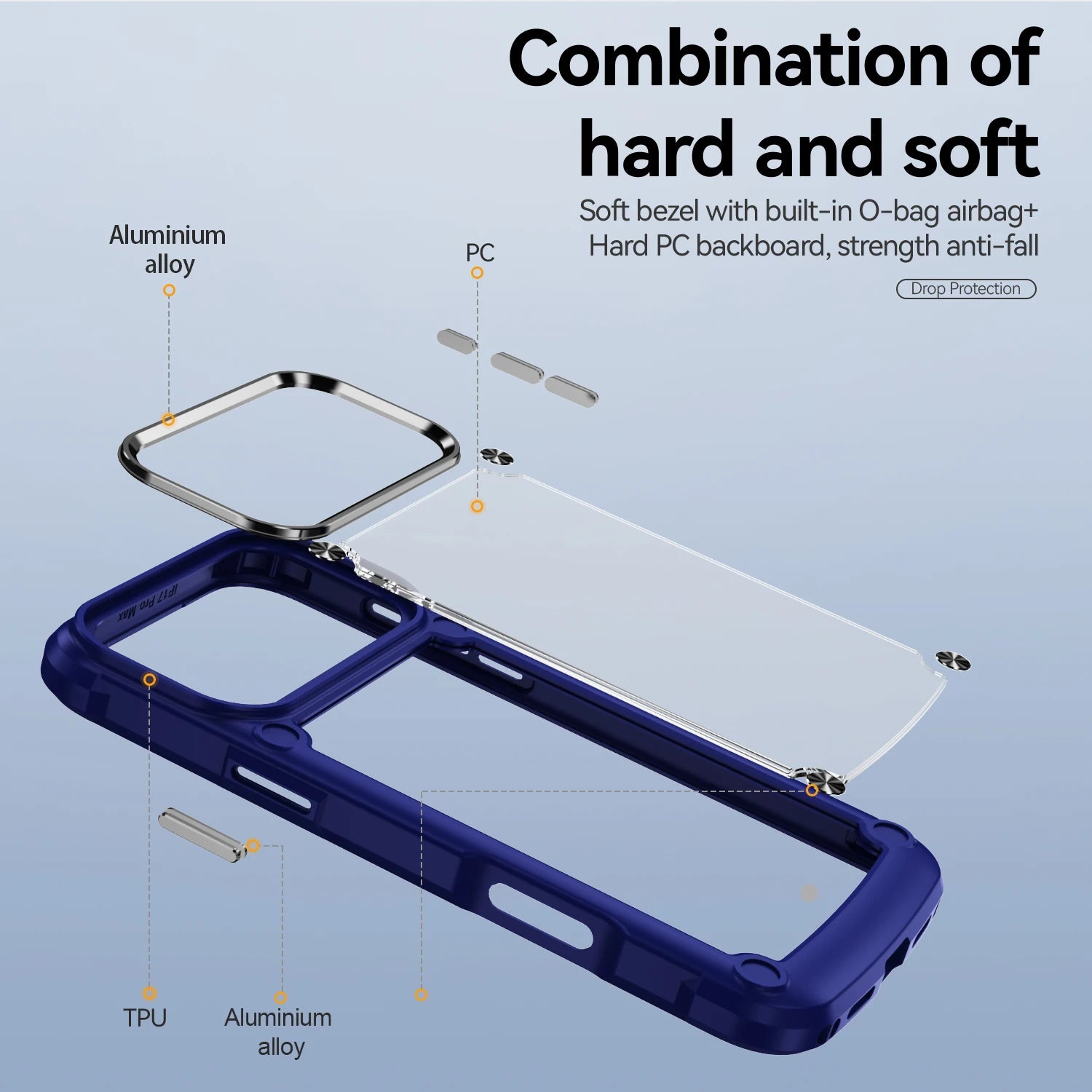 Transparente Militär-Hülle für iPhone 17 mit Metallrahmen