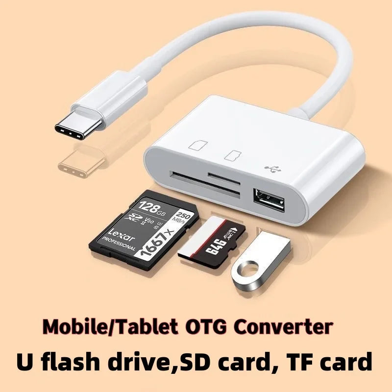 3-in-1 USB-C Kartenleser für SD TF CF