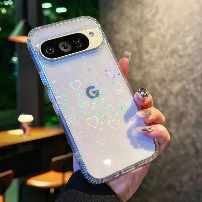 Klare Farbverlauf Herz Hülle Pixel 9 Pro