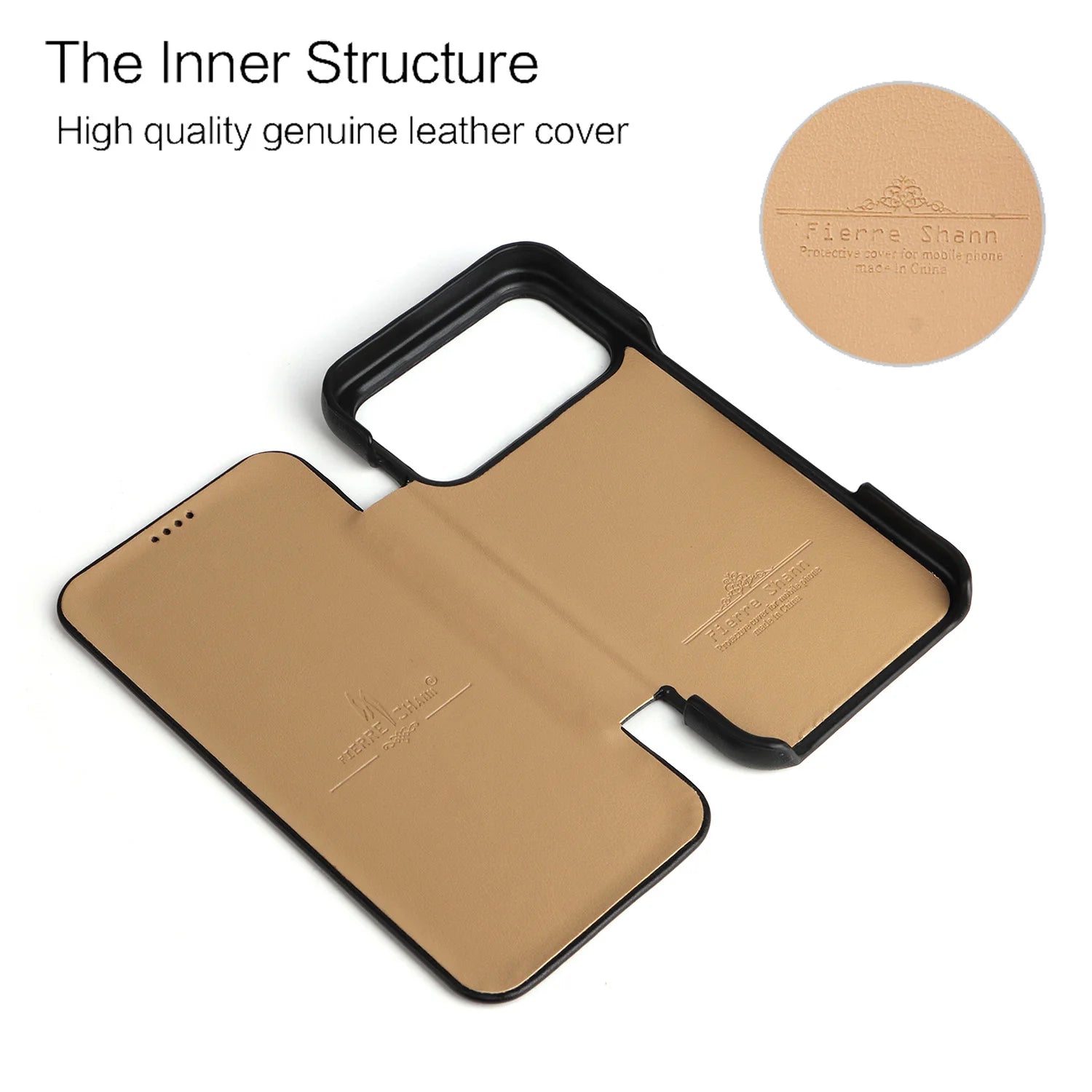 Premium Leder Flip Cover Hülle iPhone 17 Pro Max