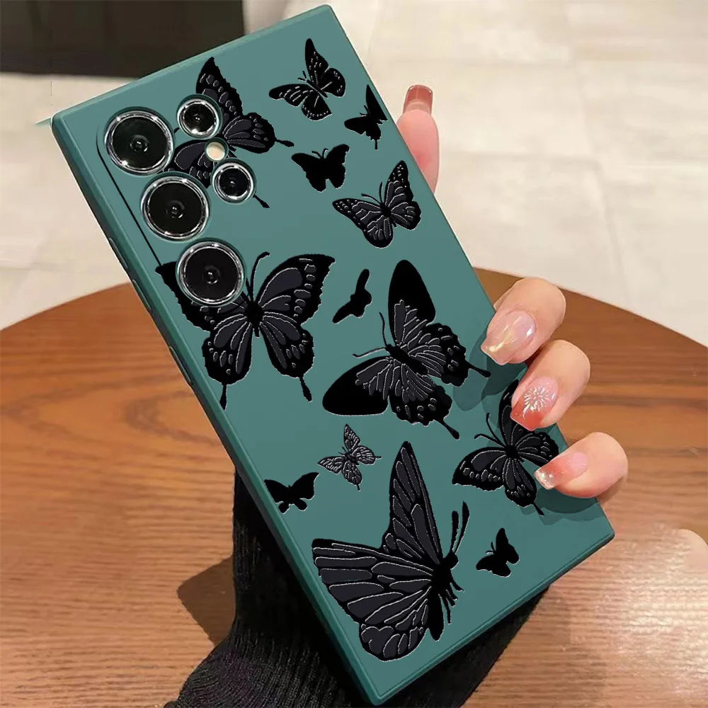 Schmetterling Hülle Schwarz für Samsung Galaxy