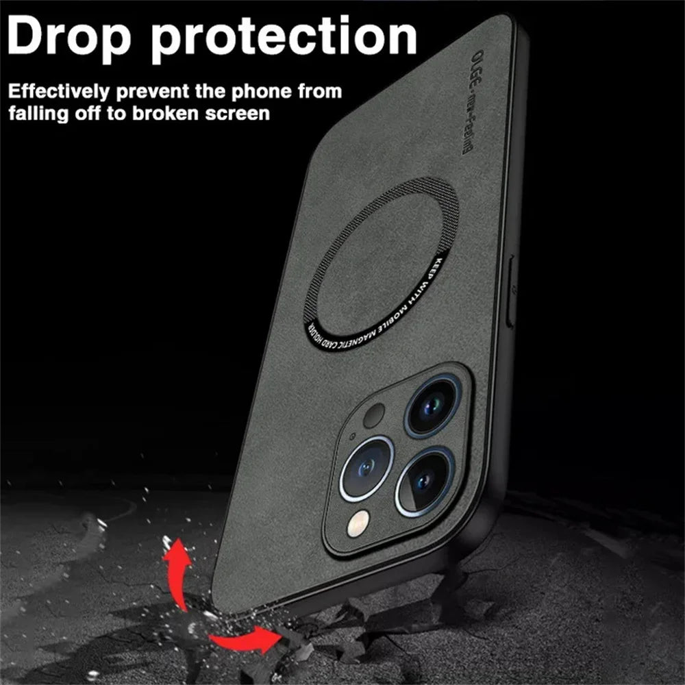 Magsafe Luxus Leder Stoßfeste Hülle für iPhone 11–16 Pro Max
