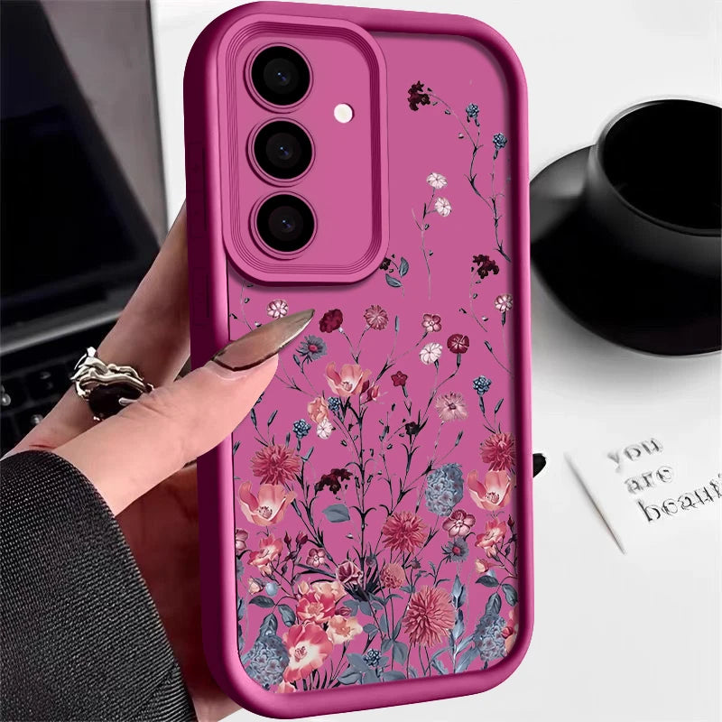 Elegante rote Blumenhülle für Samsung Galaxy & A-Serie
