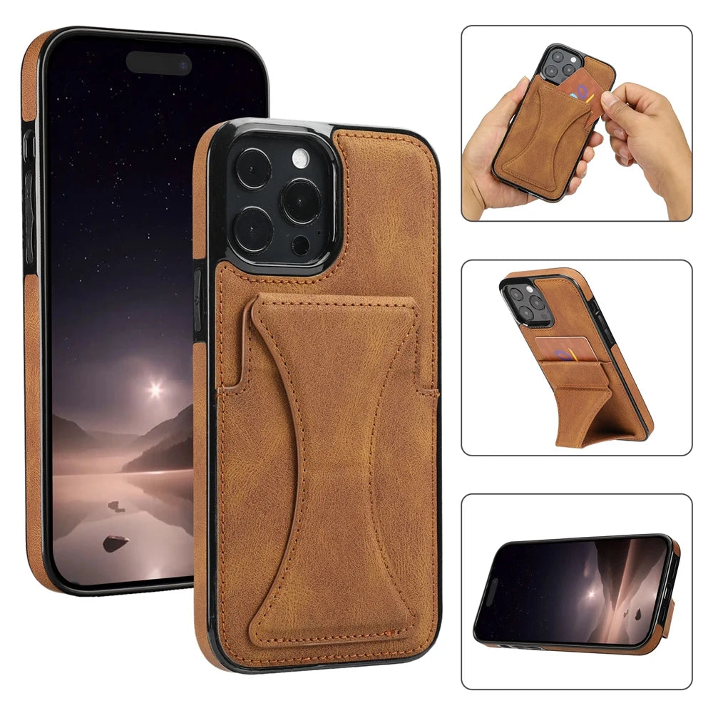 Lederhülle mit Ständer & Kartenfach für iPhone 17