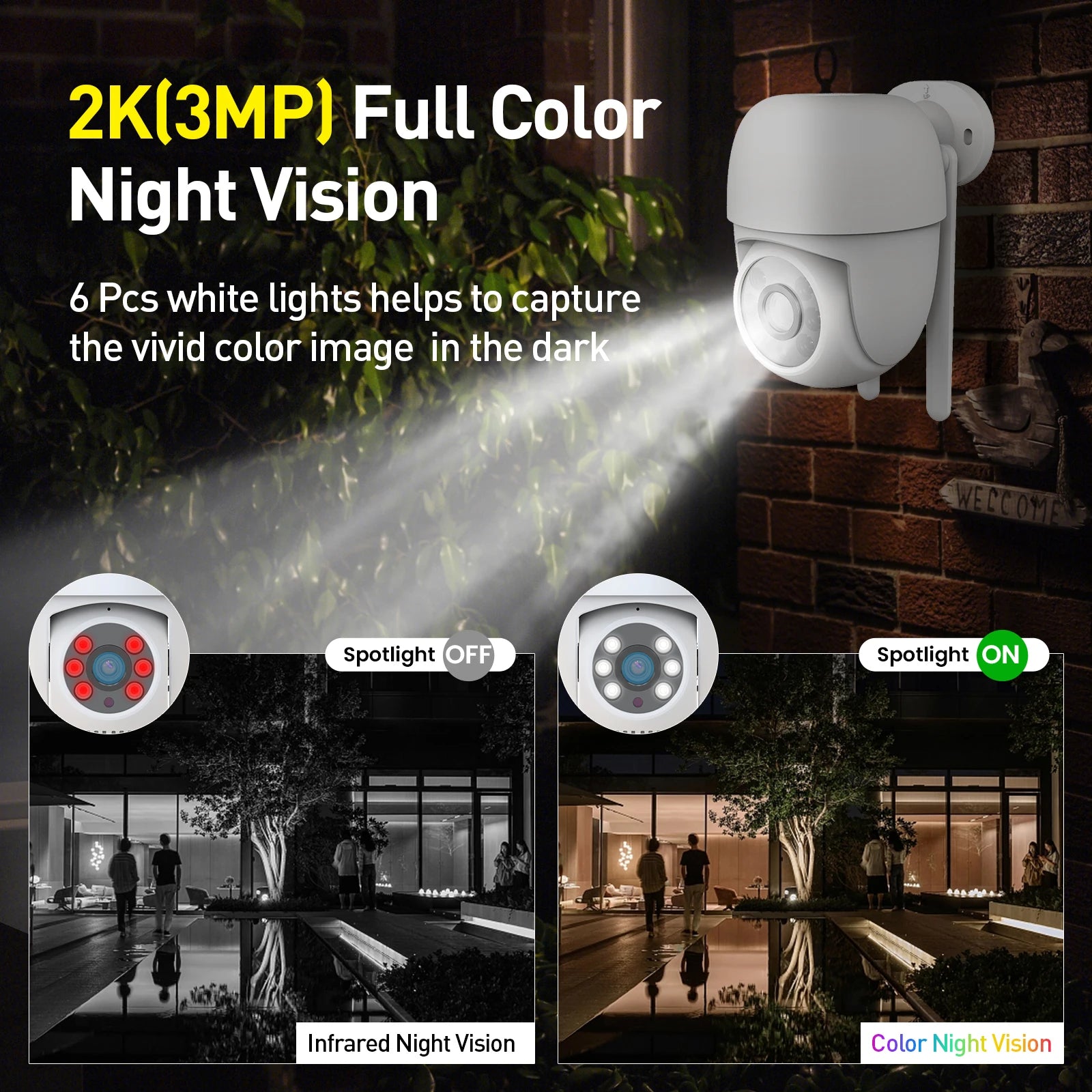 2K Outdoor IP Kamera mit Farbe Nachtsicht und Alexa