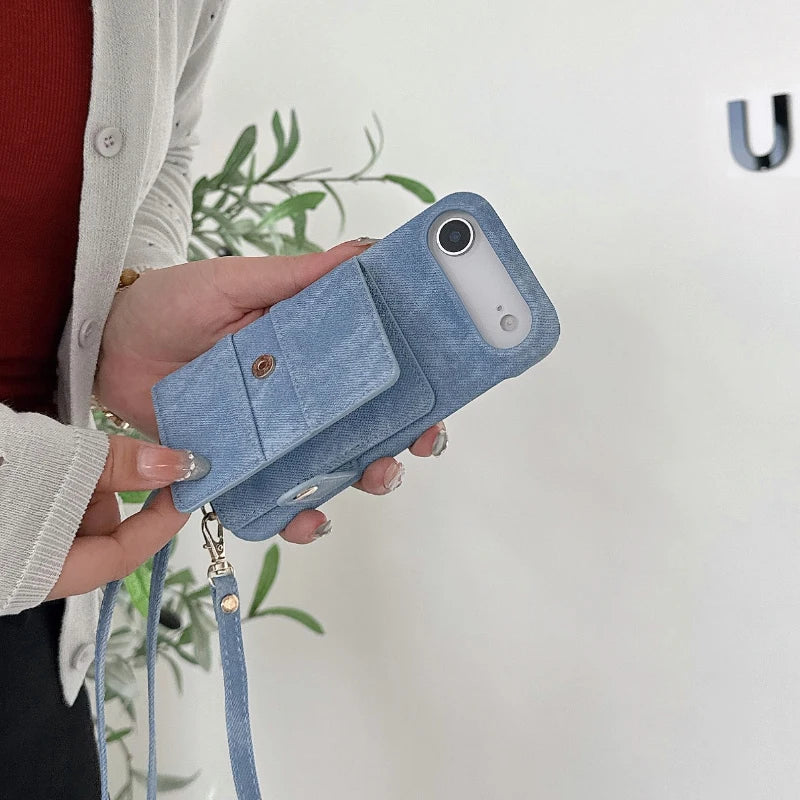 Denim Kartenhülle mit Lanyard für Google Pixel 10