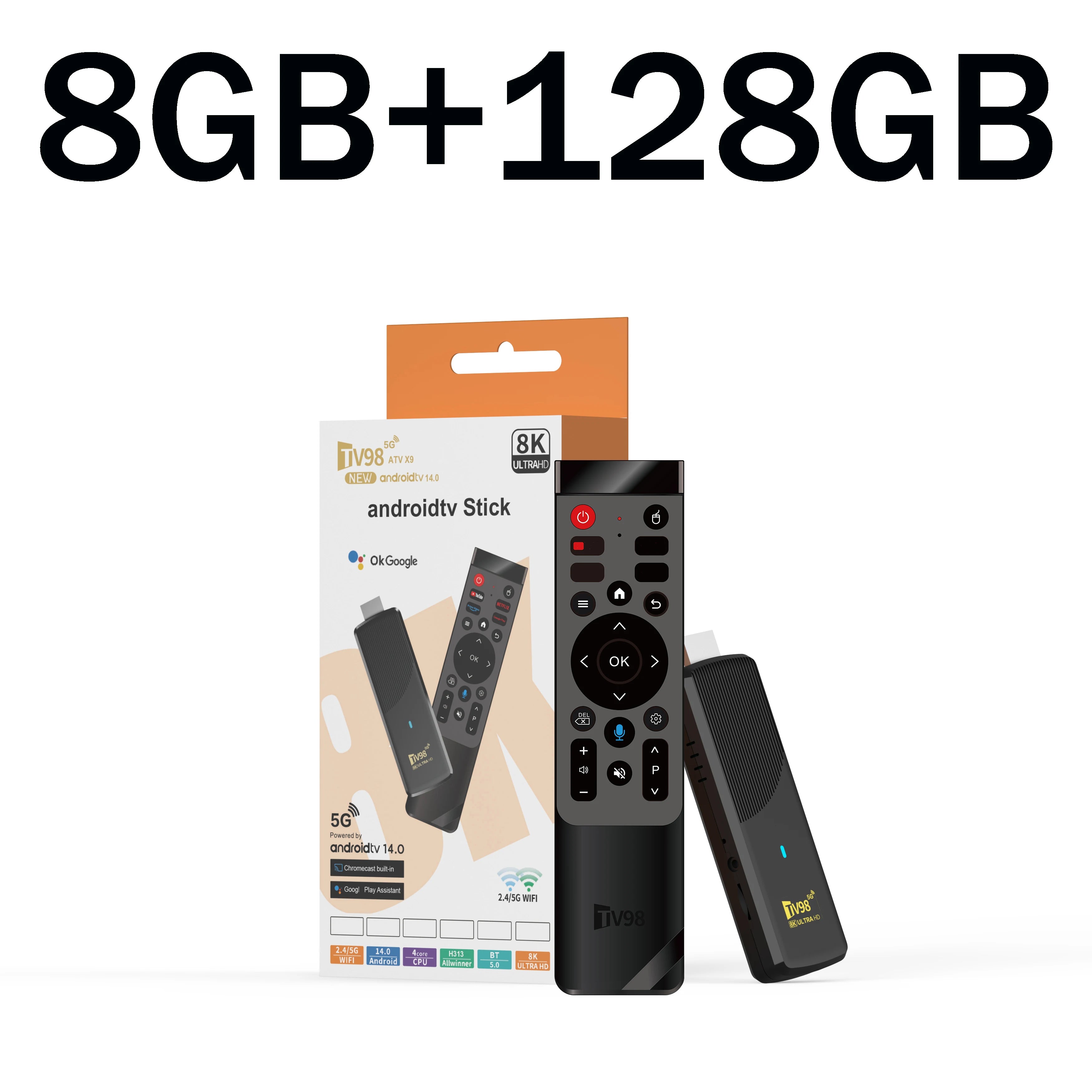 TV Stick 8K Android14 4K HDR Media Player