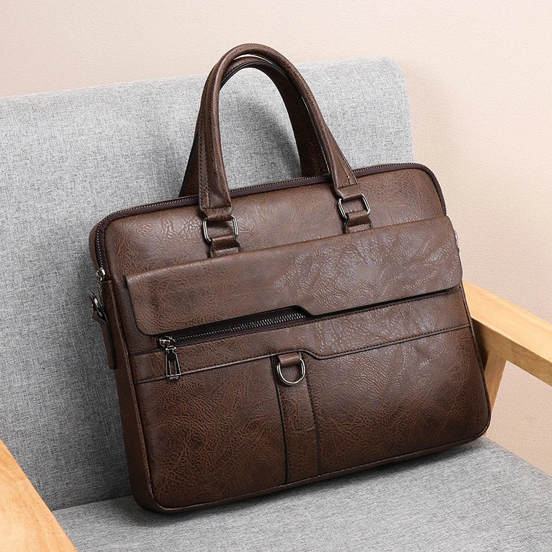 Herren PU Leder Aktentasche 14 Zoll