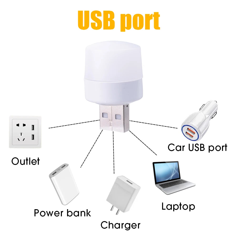 Mini USB LED Nachtlicht warmweiß 1–10 Stk.