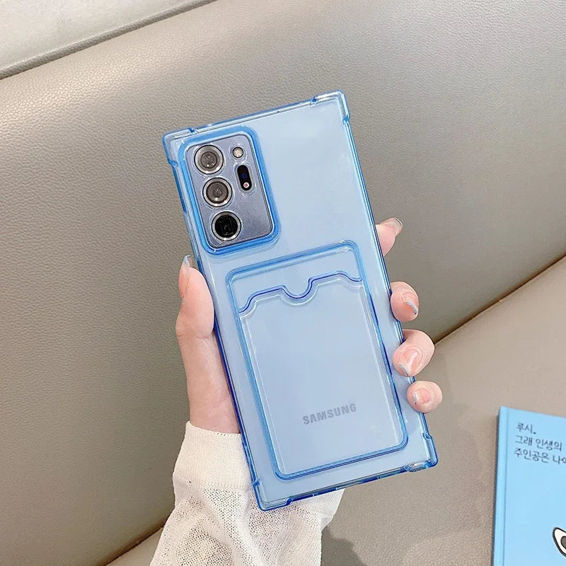 Transparente TPU Hülle mit Kartenfach für Samsung