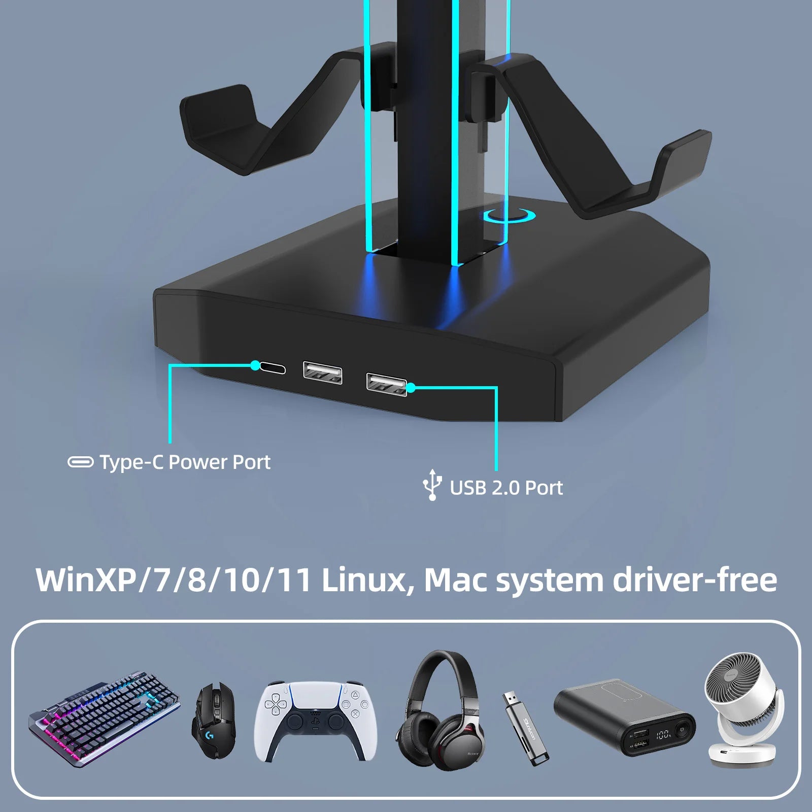 Universal Gaming Controller and Headphone Stand RGB