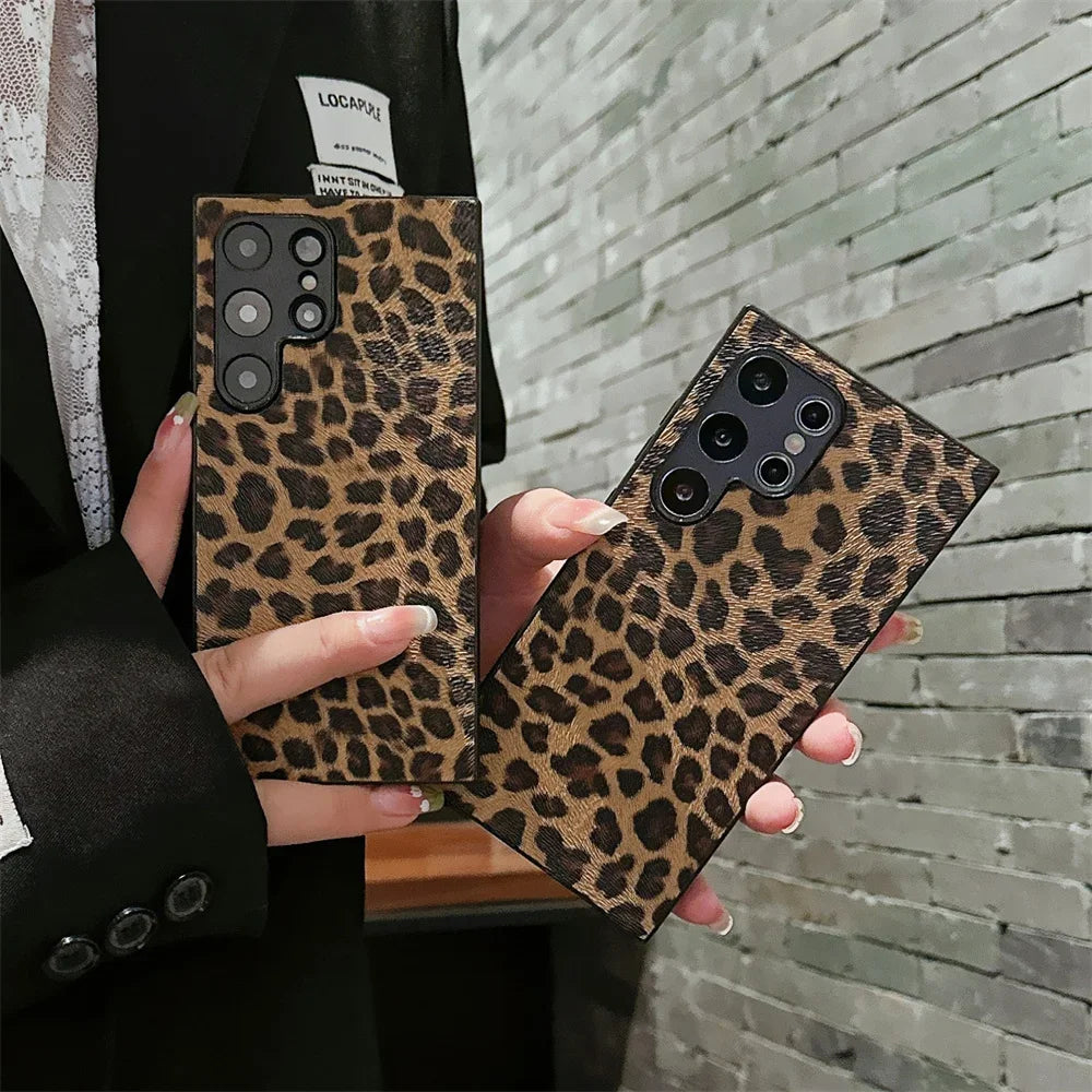 Luxus Hülle S24 Ultra Leopard Kroko Design