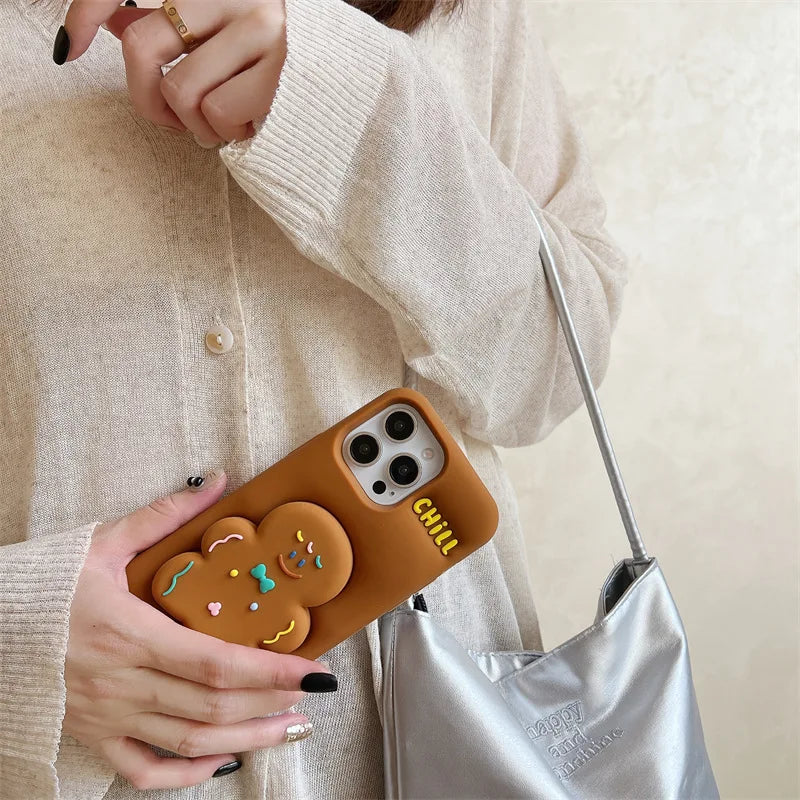 Cute 3D phone case with stand for iPhone 16