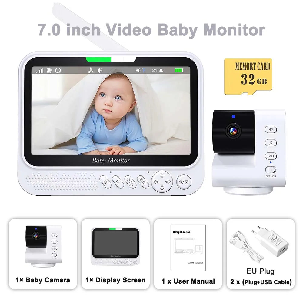 7-inch video baby monitor with pan-tilt-zoom
