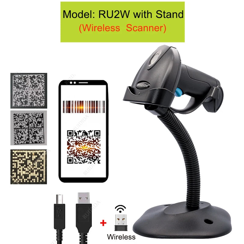 Kabelloser Bluetooth QR-Code Scanner mit Ständer