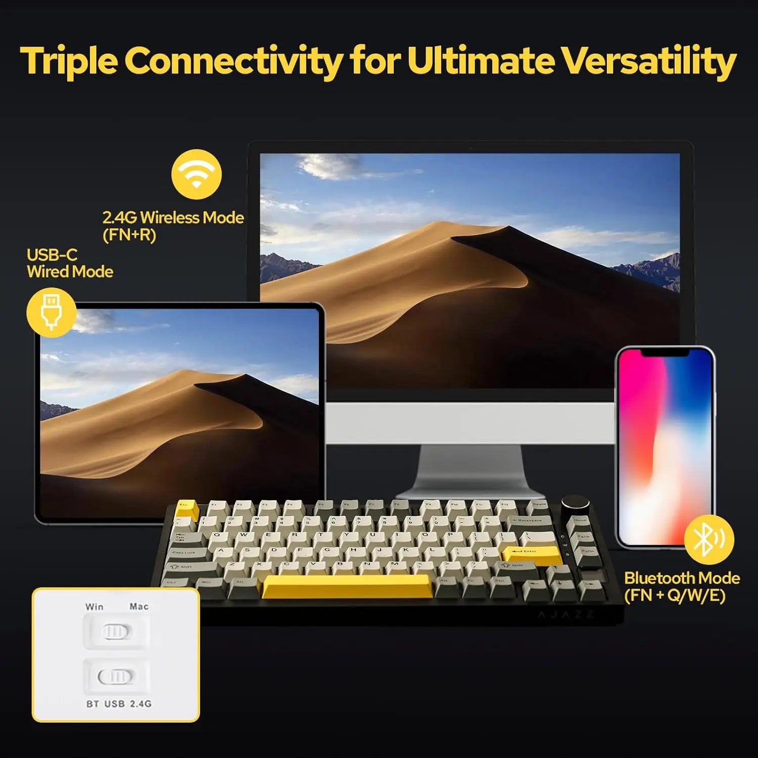 Ajazz AK820 Pro Gaming-Tastatur 3in1