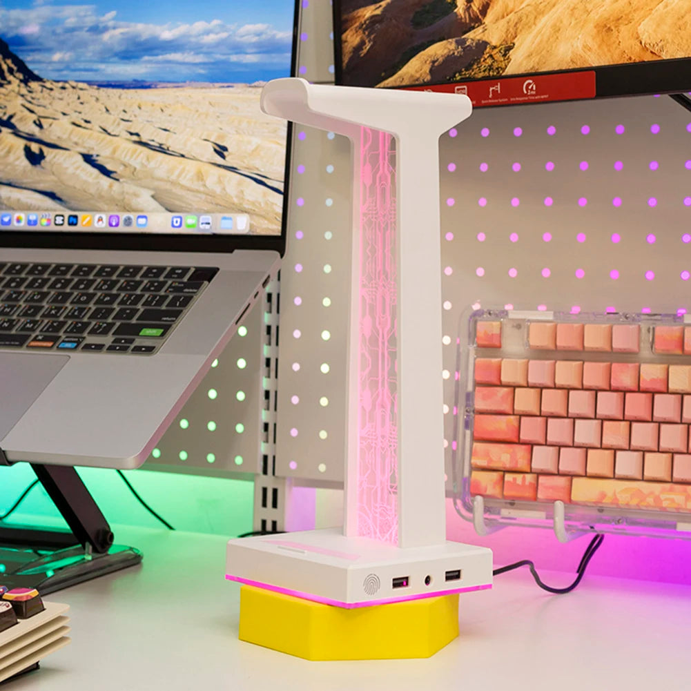 RGB Gaming Headphone Stand with USB &amp; 10 Lighting Modes
