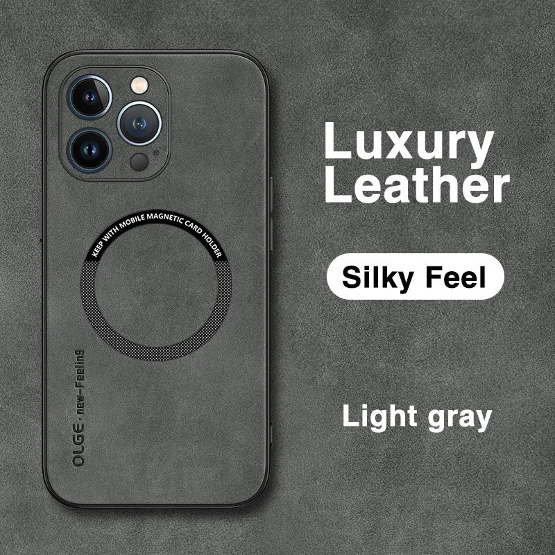 Magsafe Luxus Leder Stoßfeste Hülle für iPhone 11–16 Pro Max