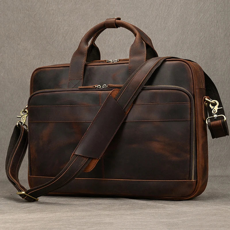 Crazy Horse Leder Aktentasche 16 Zoll
