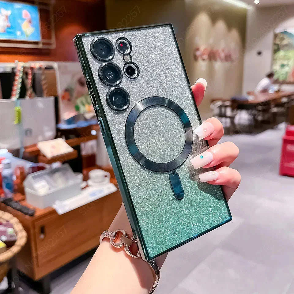 Glitzer Luxus Magnethülle für Samsung Galaxy S25