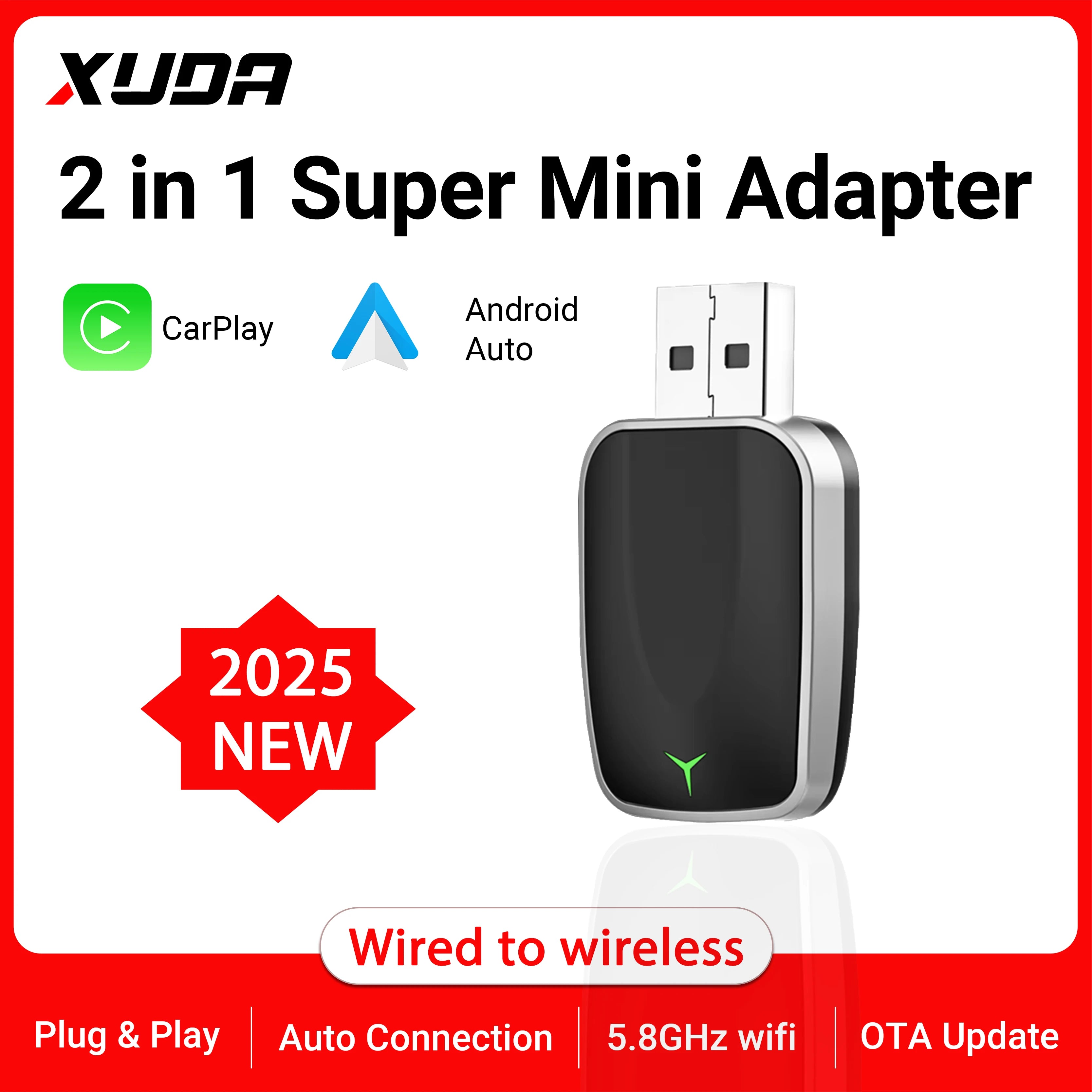 2in1 kabelgebundener zu kabelloser CarPlay Adapter
