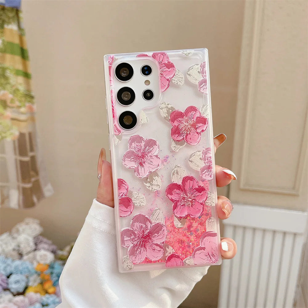 Leuchtende Blumen Hülle im Ölgemälde-Stil für Samsung