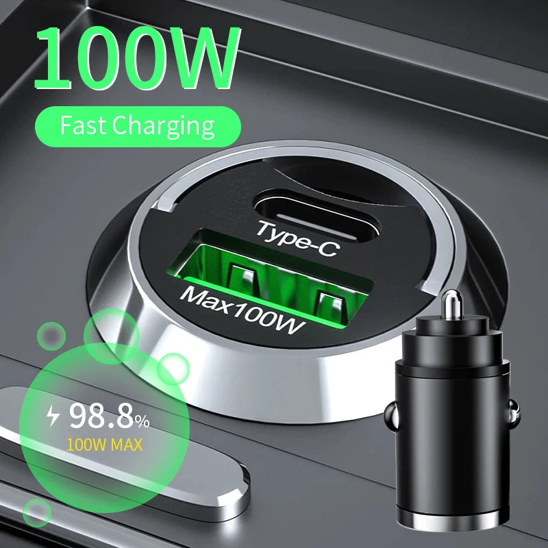 100W Auto Ladegerät USB C Schnellladeadapter