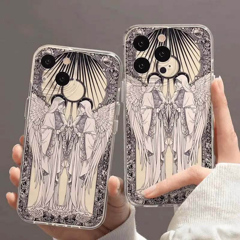 Retro Engel Rüstung Hülle iPhone 16–7 SE