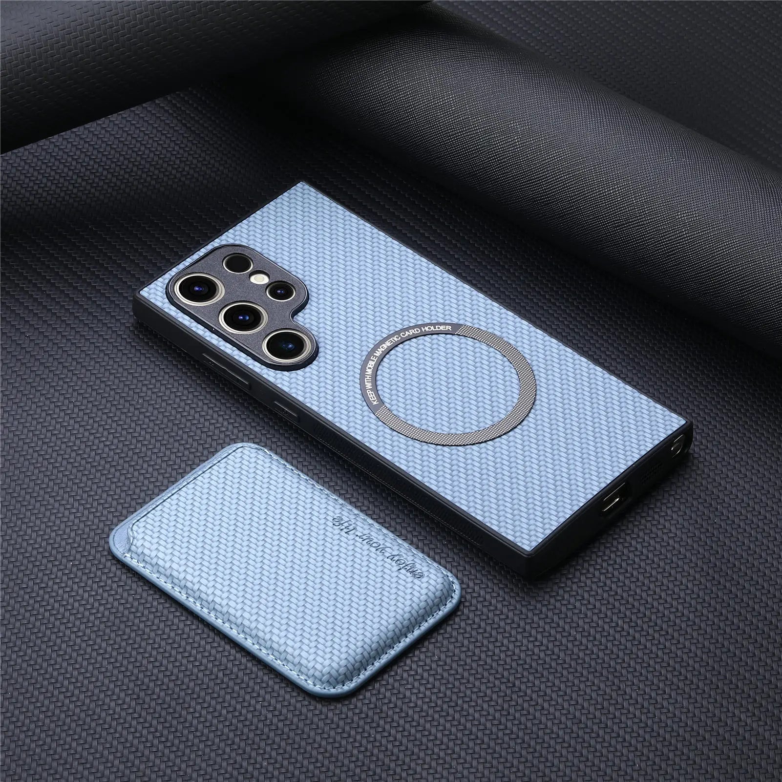 Carbon PU Lederhülle Magsafe für Samsung Galaxy