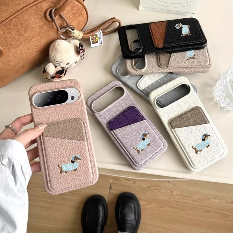 Leder Wallet Hülle mit Kartenfach für Google Pixel 10