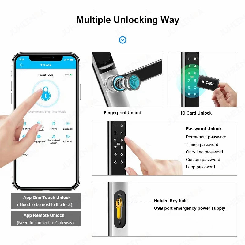 TTLock Aluminium Smart Türschloss Fingerabdruck Passwort RFID